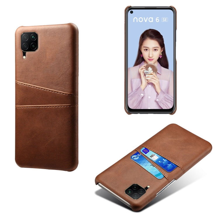 For Huawei P40 Lite Calf Texture PC + PU Leather Back Cover Shockproof Case with Dual Card Slots
