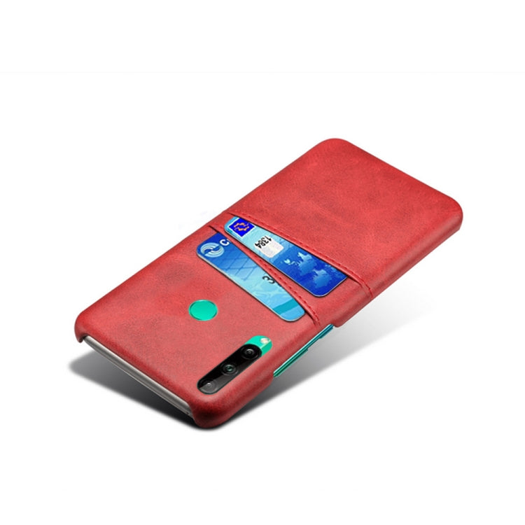 For Huawei P40 lite E Calf Texture PC + PU Leather Back Cover Shockproof Case with Dual Card Slots