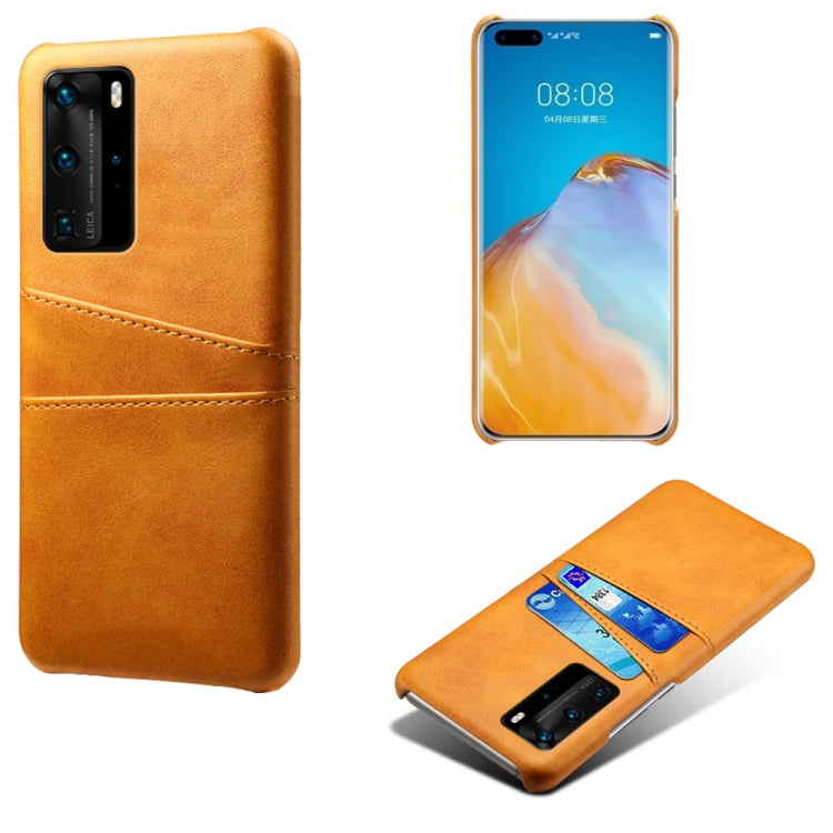 For Huawei P40 Pro Calf Texture PC + PU Leather Back Cover Shockproof Case with Dual Card Slots