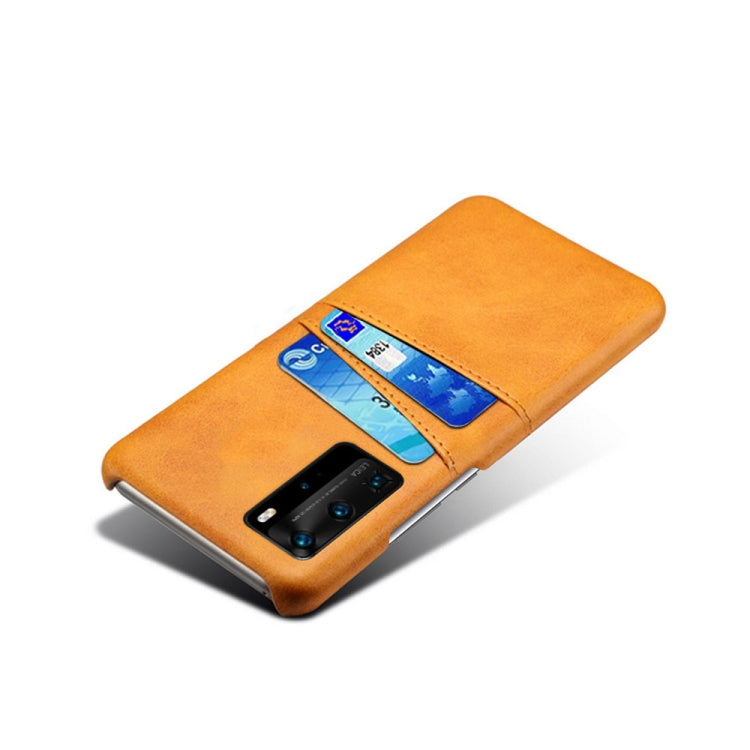 For Huawei P40 Pro Calf Texture PC + PU Leather Back Cover Shockproof Case with Dual Card Slots