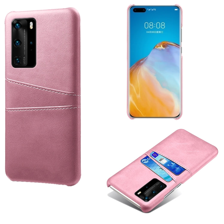 For Huawei P40 Pro Calf Texture PC + PU Leather Back Cover Shockproof Case with Dual Card Slots