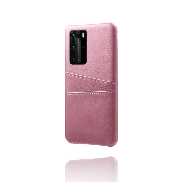 For Huawei P40 Pro Calf Texture PC + PU Leather Back Cover Shockproof Case with Dual Card Slots