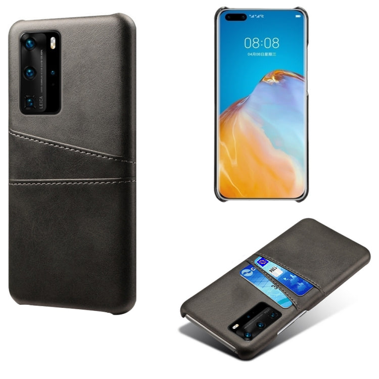 For Huawei P40 Pro Calf Texture PC + PU Leather Back Cover Shockproof Case with Dual Card Slots