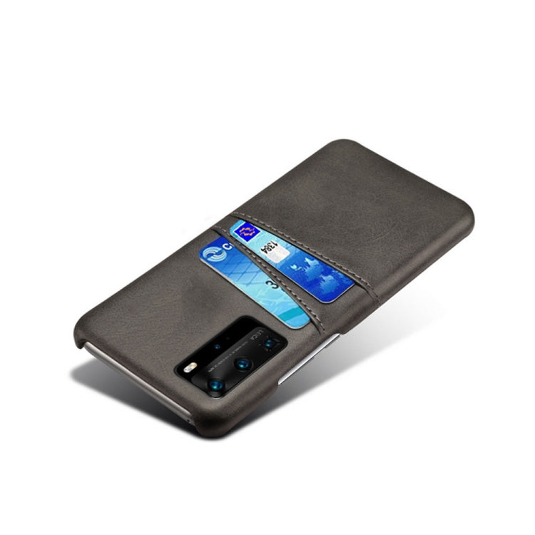 For Huawei P40 Pro Calf Texture PC + PU Leather Back Cover Shockproof Case with Dual Card Slots