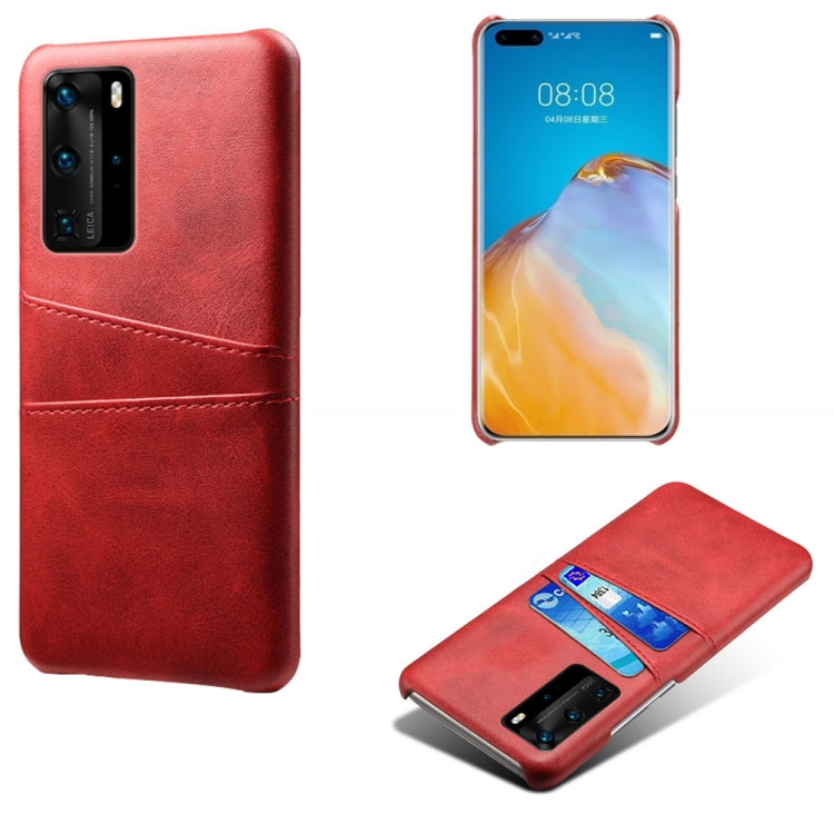 For Huawei P40 Pro Calf Texture PC + PU Leather Back Cover Shockproof Case with Dual Card Slots