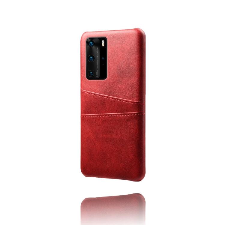 For Huawei P40 Pro Calf Texture PC + PU Leather Back Cover Shockproof Case with Dual Card Slots