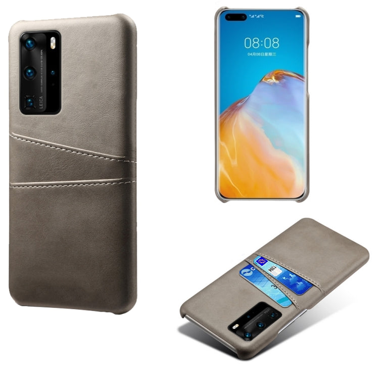 For Huawei P40 Pro Calf Texture PC + PU Leather Back Cover Shockproof Case with Dual Card Slots