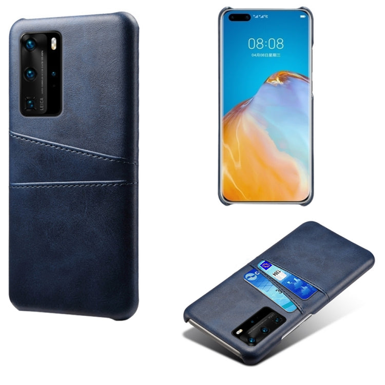 For Huawei P40 Pro Calf Texture PC + PU Leather Back Cover Shockproof Case with Dual Card Slots