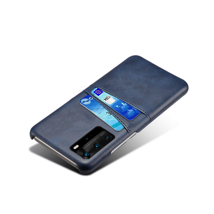For Huawei P40 Pro Calf Texture PC + PU Leather Back Cover Shockproof Case with Dual Card Slots