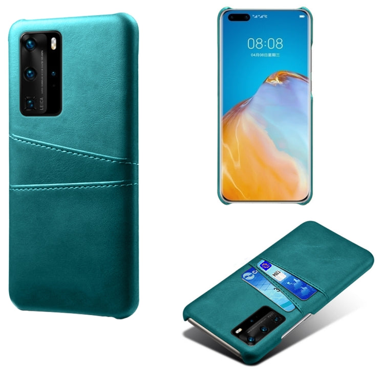 For Huawei P40 Pro Calf Texture PC + PU Leather Back Cover Shockproof Case with Dual Card Slots