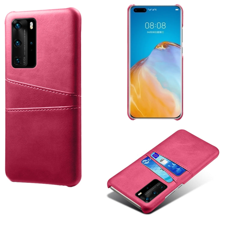 For Huawei P40 Pro Calf Texture PC + PU Leather Back Cover Shockproof Case with Dual Card Slots