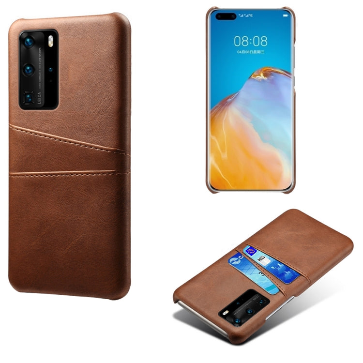 For Huawei P40 Pro Calf Texture PC + PU Leather Back Cover Shockproof Case with Dual Card Slots