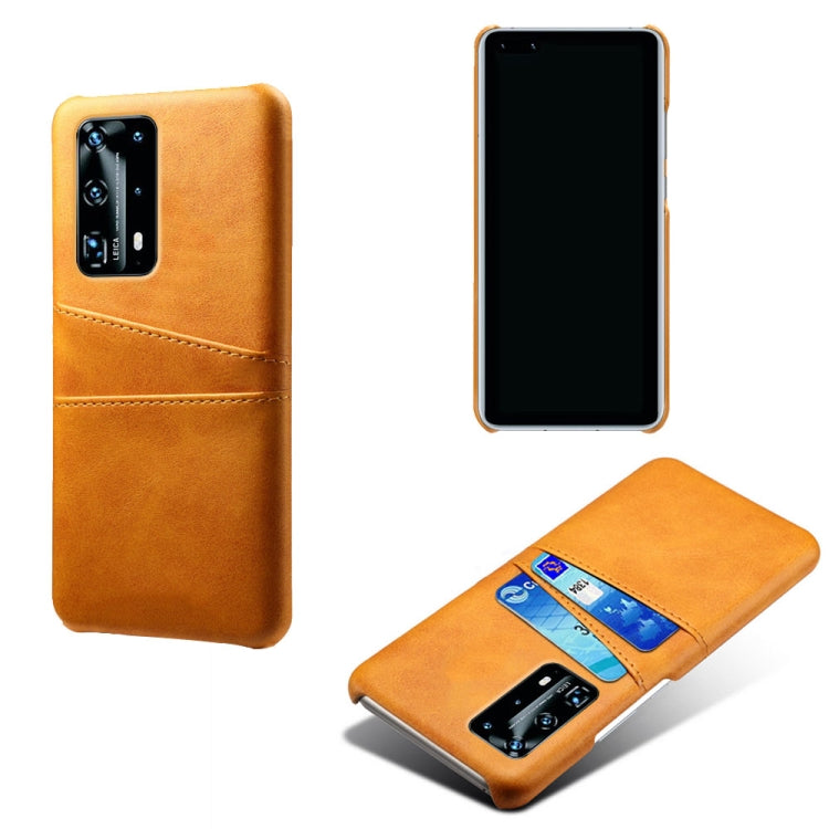For Huawei P40 Pro+ Calf Texture PC + PU Leather Back Cover Shockproof Case with Dual Card Slots