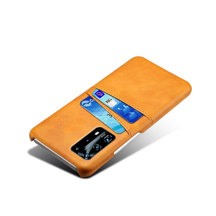 For Huawei P40 Pro+ Calf Texture PC + PU Leather Back Cover Shockproof Case with Dual Card Slots