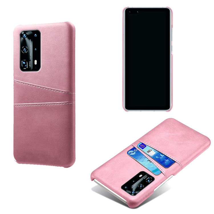 For Huawei P40 Pro+ Calf Texture PC + PU Leather Back Cover Shockproof Case with Dual Card Slots
