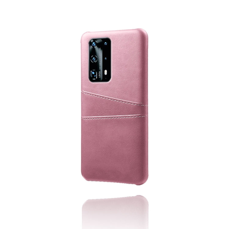 For Huawei P40 Pro+ Calf Texture PC + PU Leather Back Cover Shockproof Case with Dual Card Slots