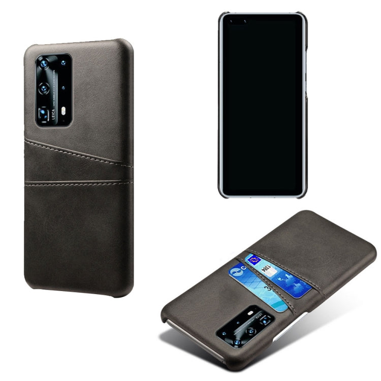 For Huawei P40 Pro+ Calf Texture PC + PU Leather Back Cover Shockproof Case with Dual Card Slots