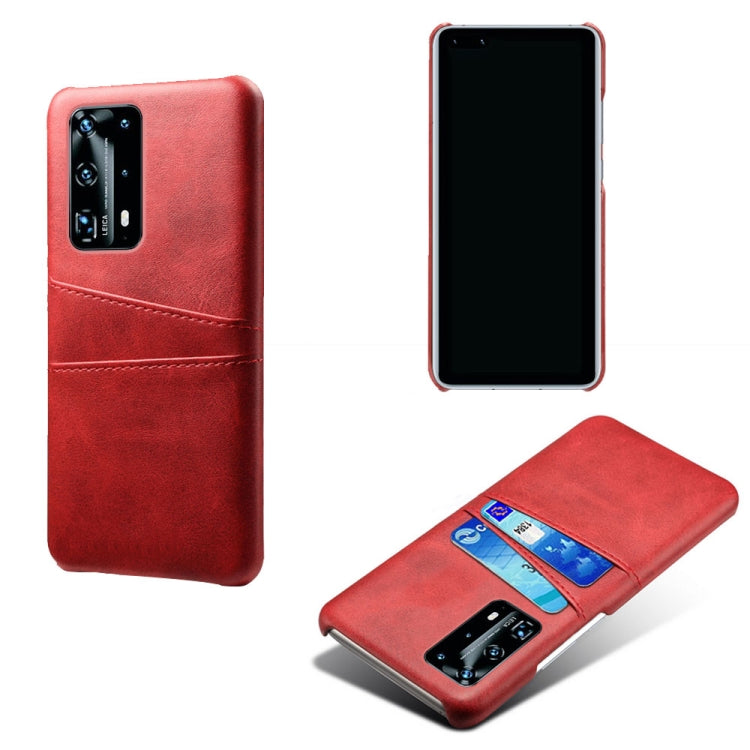 For Huawei P40 Pro+ Calf Texture PC + PU Leather Back Cover Shockproof Case with Dual Card Slots
