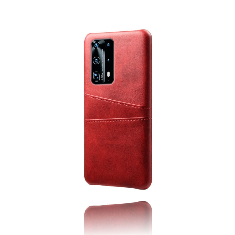 For Huawei P40 Pro+ Calf Texture PC + PU Leather Back Cover Shockproof Case with Dual Card Slots