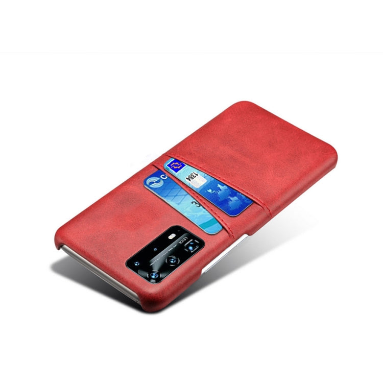 For Huawei P40 Pro+ Calf Texture PC + PU Leather Back Cover Shockproof Case with Dual Card Slots