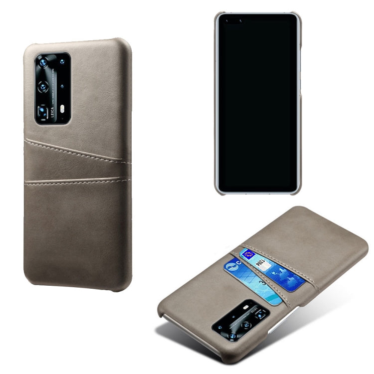 For Huawei P40 Pro+ Calf Texture PC + PU Leather Back Cover Shockproof Case with Dual Card Slots