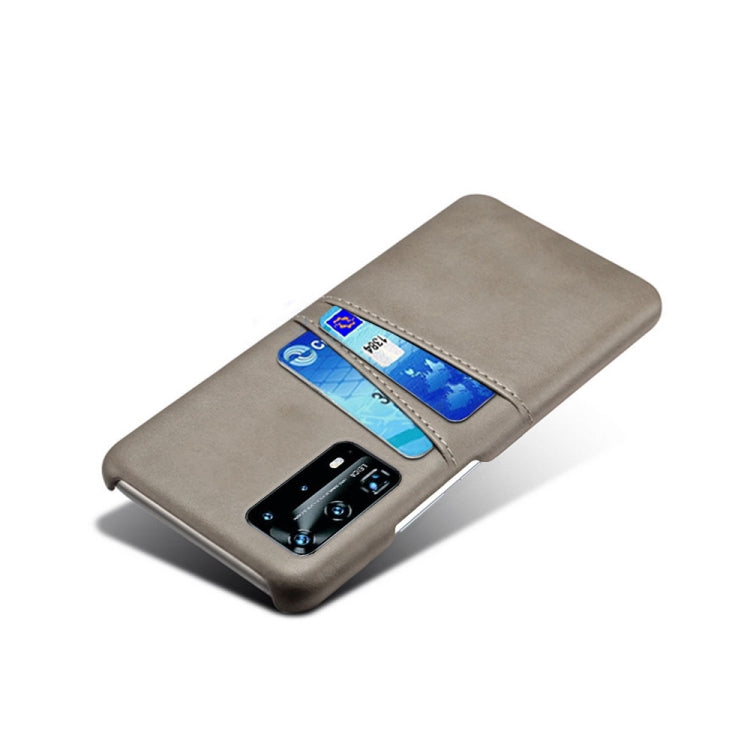 For Huawei P40 Pro+ Calf Texture PC + PU Leather Back Cover Shockproof Case with Dual Card Slots