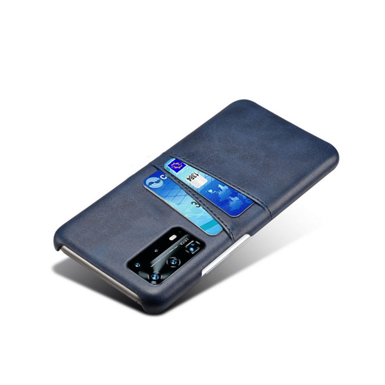 For Huawei P40 Pro+ Calf Texture PC + PU Leather Back Cover Shockproof Case with Dual Card Slots