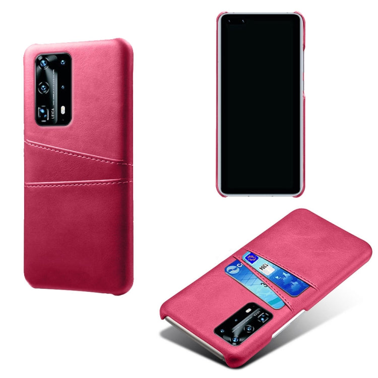 For Huawei P40 Pro+ Calf Texture PC + PU Leather Back Cover Shockproof Case with Dual Card Slots