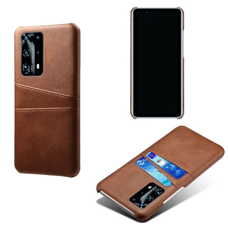 For Huawei P40 Pro+ Calf Texture PC + PU Leather Back Cover Shockproof Case with Dual Card Slots