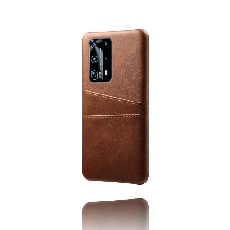 For Huawei P40 Pro+ Calf Texture PC + PU Leather Back Cover Shockproof Case with Dual Card Slots