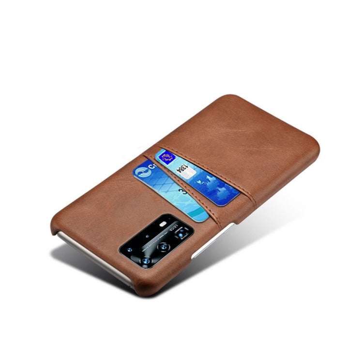 For Huawei P40 Pro+ Calf Texture PC + PU Leather Back Cover Shockproof Case with Dual Card Slots
