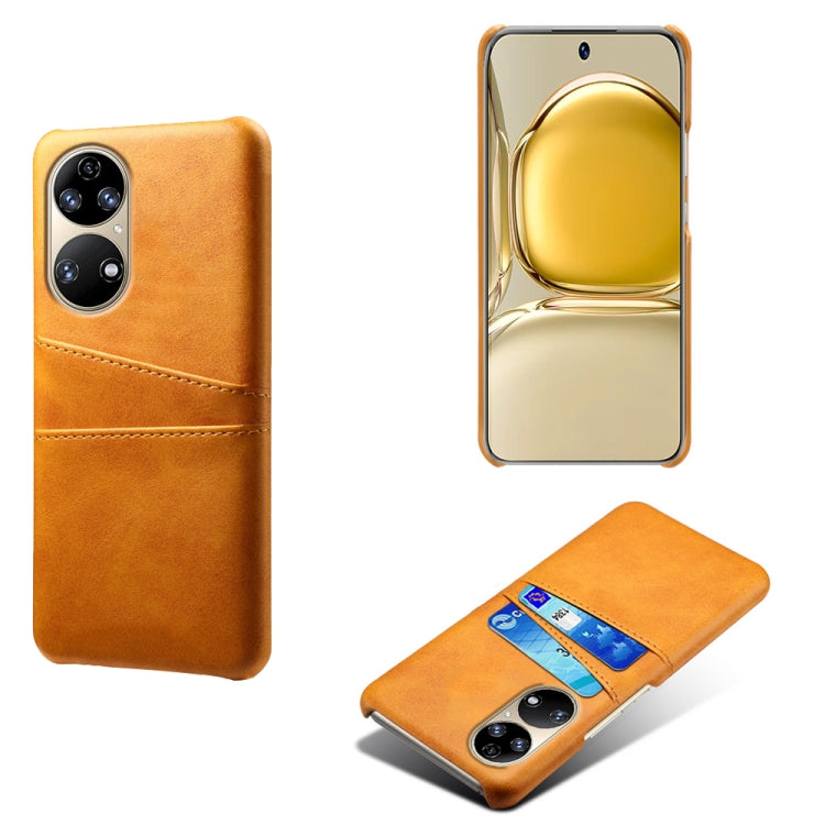 For Huawei P50 Calf Texture PC + PU Leather Back Cover Shockproof Case with Dual Card Slots