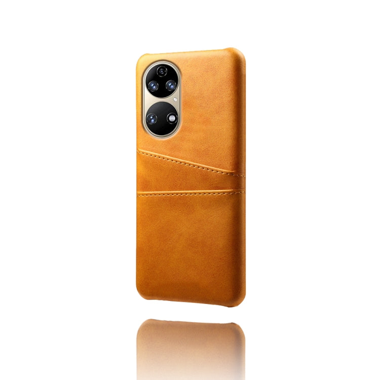 For Huawei P50 Calf Texture PC + PU Leather Back Cover Shockproof Case with Dual Card Slots