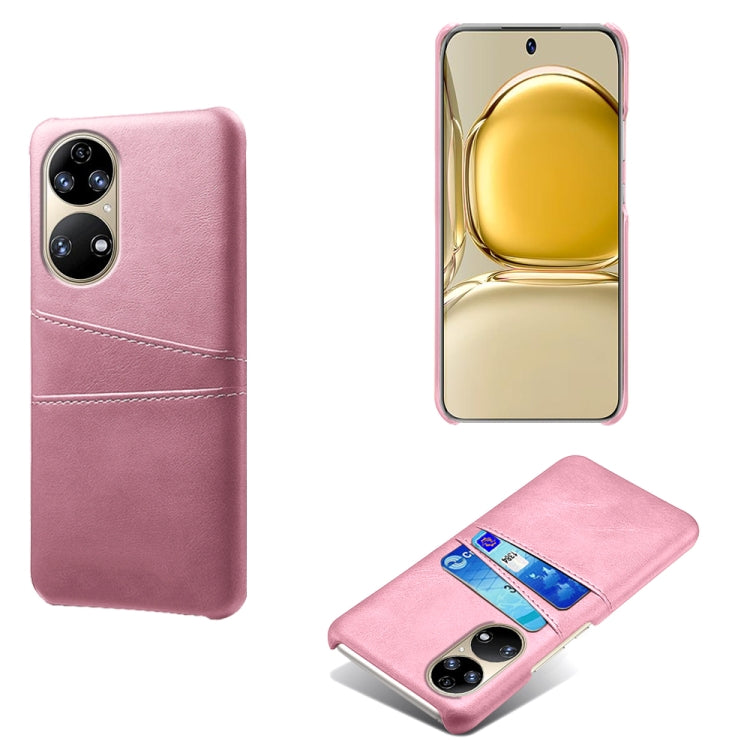 For Huawei P50 Calf Texture PC + PU Leather Back Cover Shockproof Case with Dual Card Slots