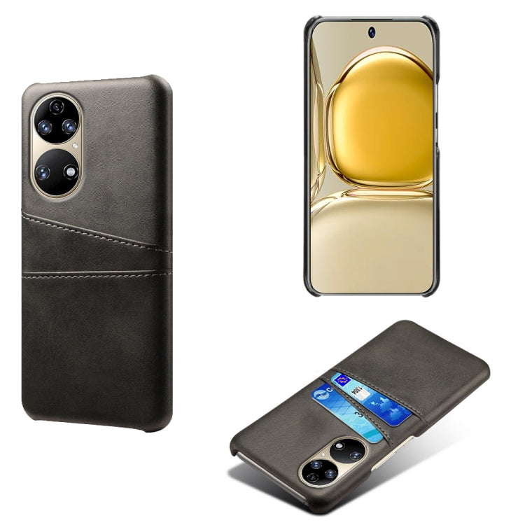 For Huawei P50 Calf Texture PC + PU Leather Back Cover Shockproof Case with Dual Card Slots