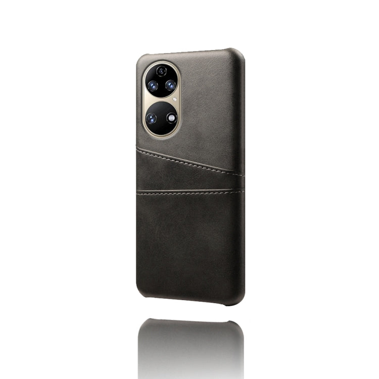 For Huawei P50 Calf Texture PC + PU Leather Back Cover Shockproof Case with Dual Card Slots