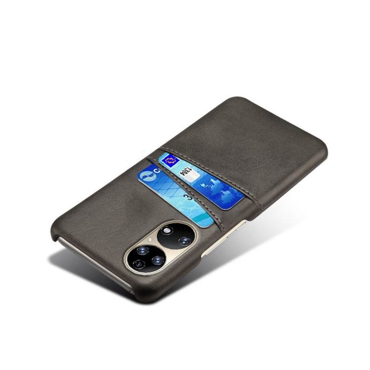 For Huawei P50 Calf Texture PC + PU Leather Back Cover Shockproof Case with Dual Card Slots
