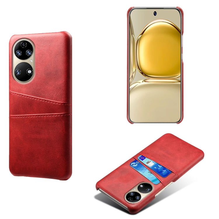 For Huawei P50 Calf Texture PC + PU Leather Back Cover Shockproof Case with Dual Card Slots