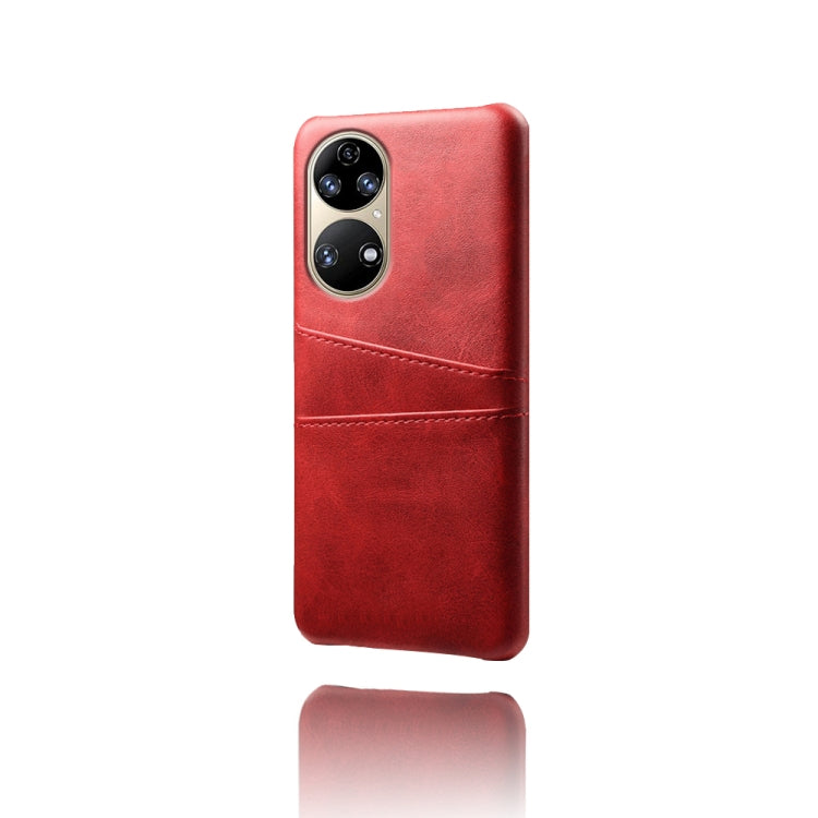 For Huawei P50 Calf Texture PC + PU Leather Back Cover Shockproof Case with Dual Card Slots