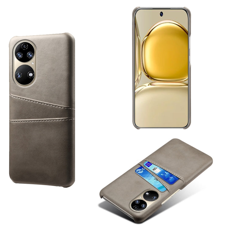 For Huawei P50 Calf Texture PC + PU Leather Back Cover Shockproof Case with Dual Card Slots