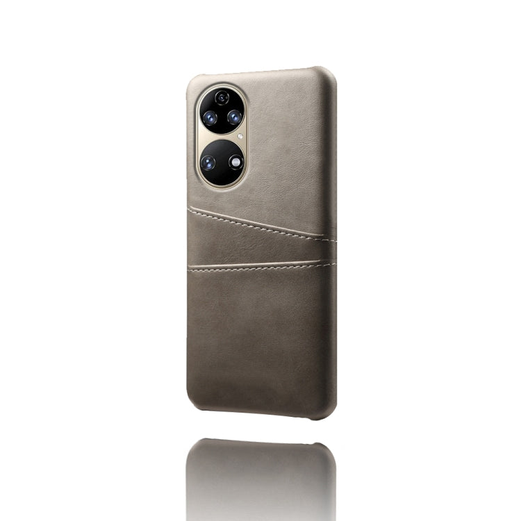 For Huawei P50 Calf Texture PC + PU Leather Back Cover Shockproof Case with Dual Card Slots