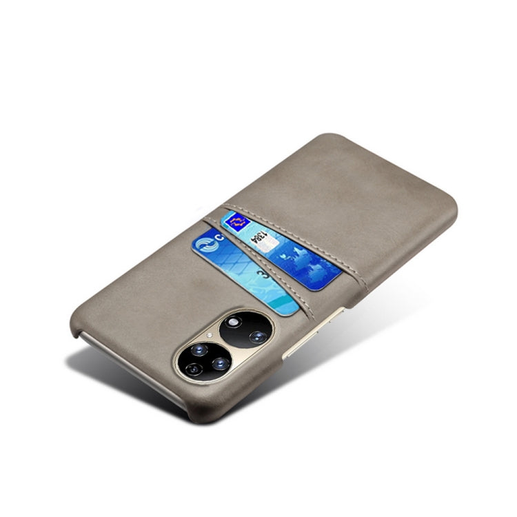 For Huawei P50 Calf Texture PC + PU Leather Back Cover Shockproof Case with Dual Card Slots