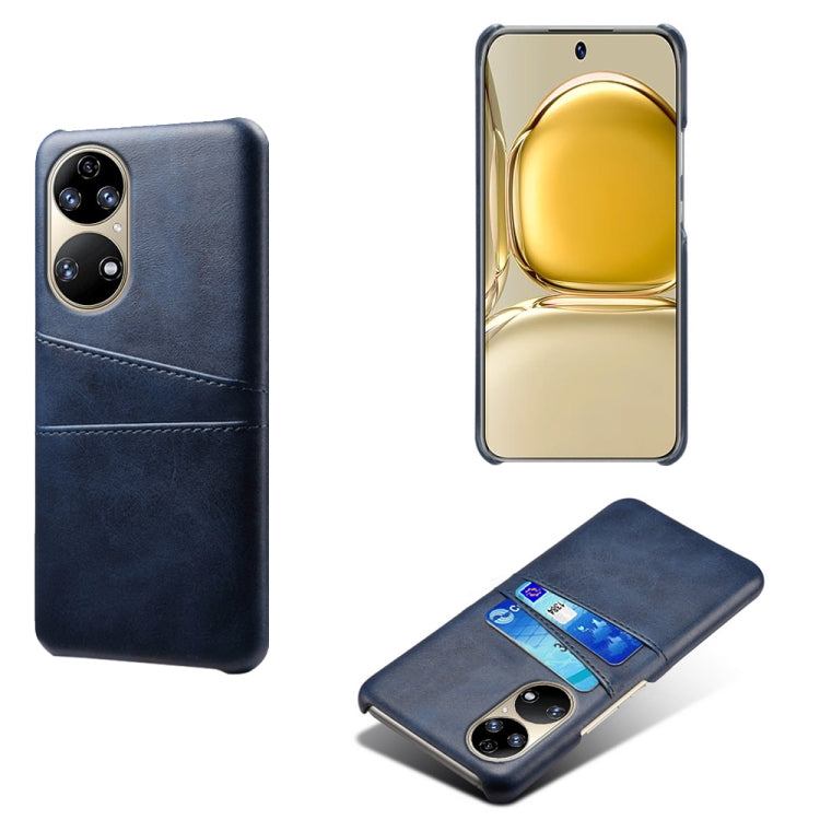 For Huawei P50 Calf Texture PC + PU Leather Back Cover Shockproof Case with Dual Card Slots