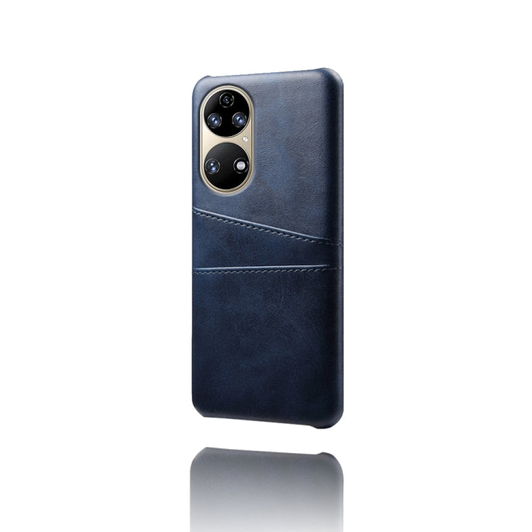 For Huawei P50 Calf Texture PC + PU Leather Back Cover Shockproof Case with Dual Card Slots