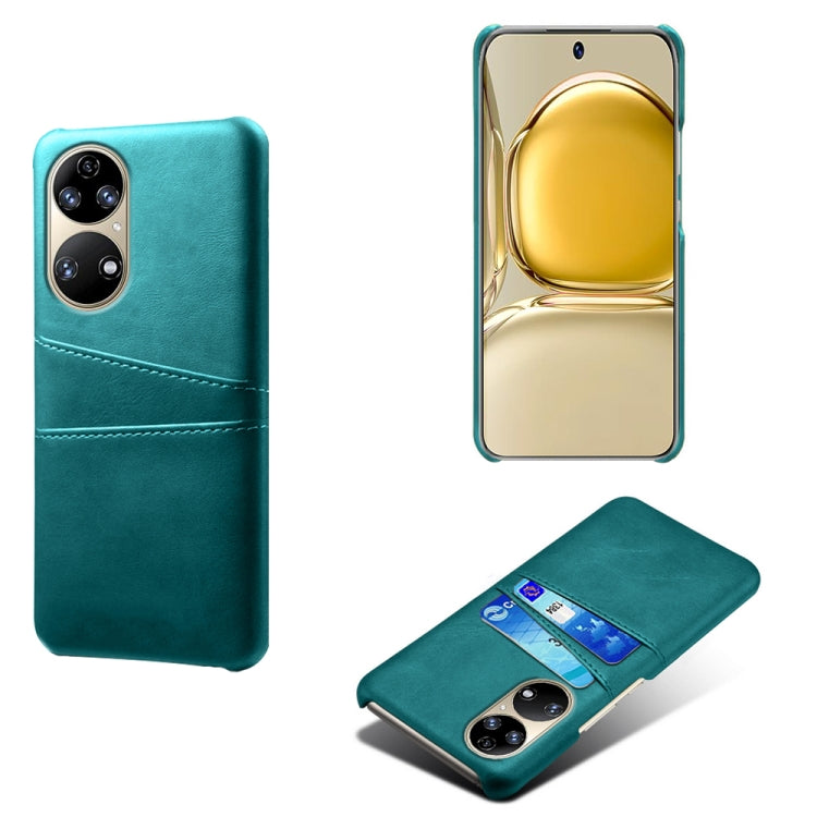 For Huawei P50 Calf Texture PC + PU Leather Back Cover Shockproof Case with Dual Card Slots