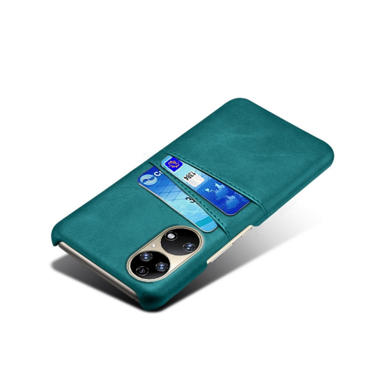 For Huawei P50 Calf Texture PC + PU Leather Back Cover Shockproof Case with Dual Card Slots