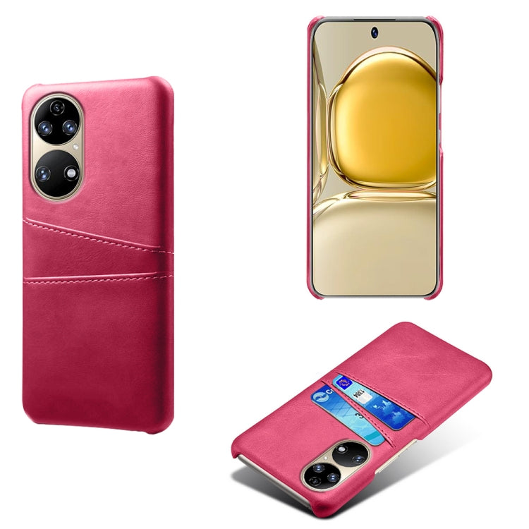For Huawei P50 Calf Texture PC + PU Leather Back Cover Shockproof Case with Dual Card Slots
