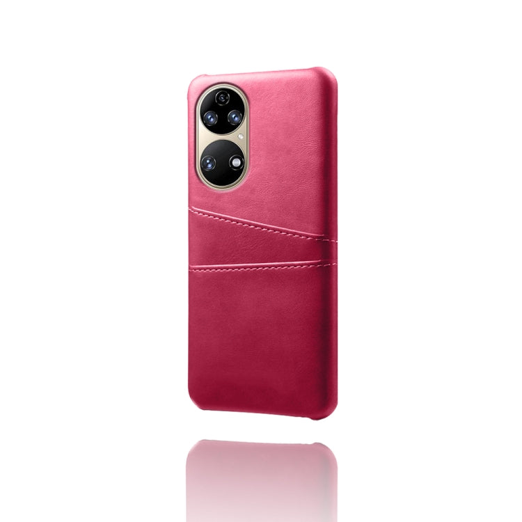 For Huawei P50 Calf Texture PC + PU Leather Back Cover Shockproof Case with Dual Card Slots