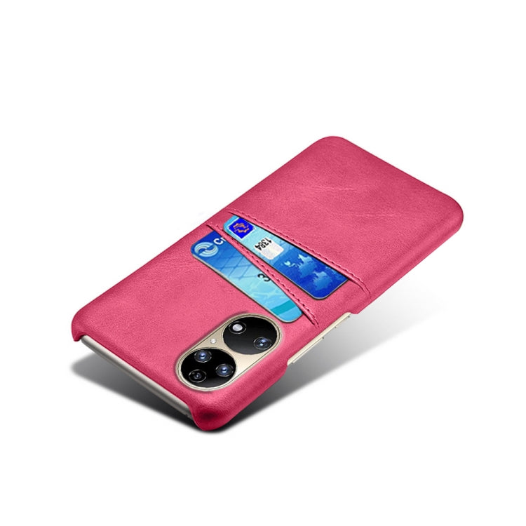 For Huawei P50 Calf Texture PC + PU Leather Back Cover Shockproof Case with Dual Card Slots