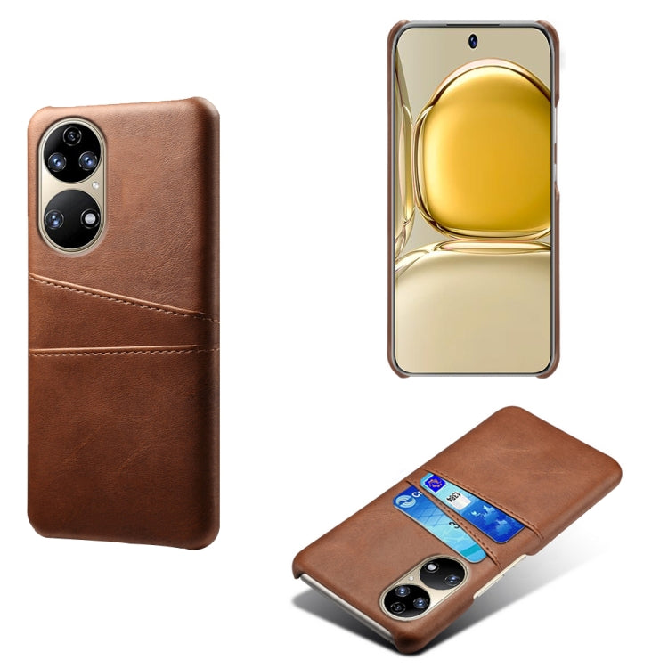 For Huawei P50 Calf Texture PC + PU Leather Back Cover Shockproof Case with Dual Card Slots